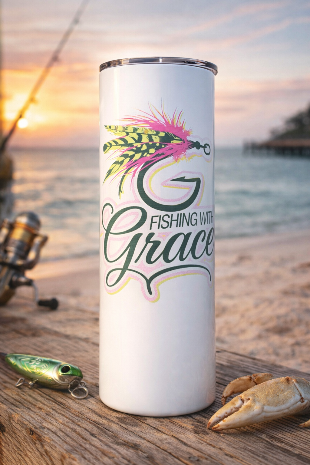 Fishing With Grace™ Premium Fishing Tumbler – 20oz Stainless Steel Cup
