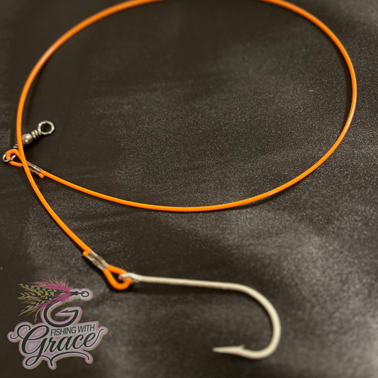 Handmade 3ft Alligator Gar Leader – Single Hook