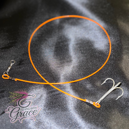 Handmade 3ft Alligator Gar Leader – Treble Hook