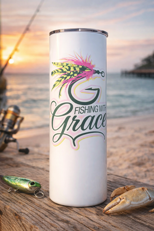 Fishing With Grace™ Premium Fishing Tumbler – 20oz Stainless Steel Cup